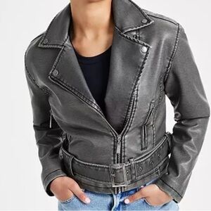 Jou Jou Gray Faux Leather Jacket